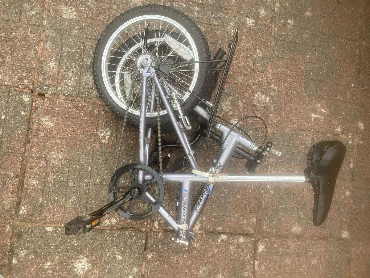 Reflex 100 Folding Bike Grey 1 Speed Flat Bar V-Brakes Vintage