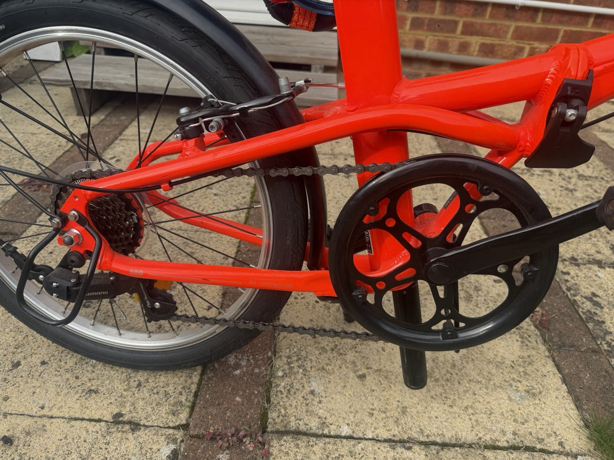 B'TWIN 500 20in Folding Bike 7-Speed Grip Shift Aluminium V-Brakes Red