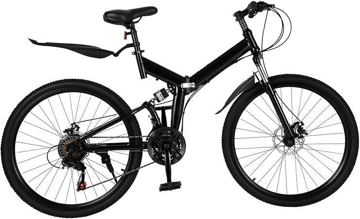 Folding Mountain Bike 26" 21-Speed Full Suspension Disc Brakes Barely Used Black