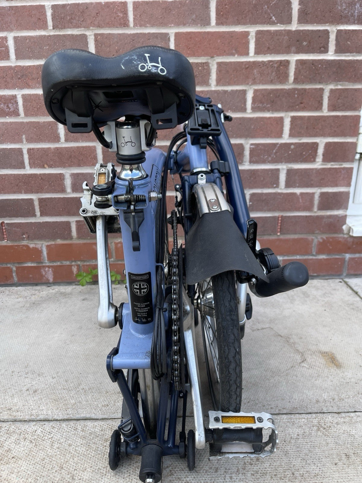 Brompton Folding Bike 16 in Blue with Mudguards, Side Pull Caliper Brakes
