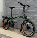 Brompton G Line Small Folding Bike 8-Speed, Traildust White w rack & mudguards