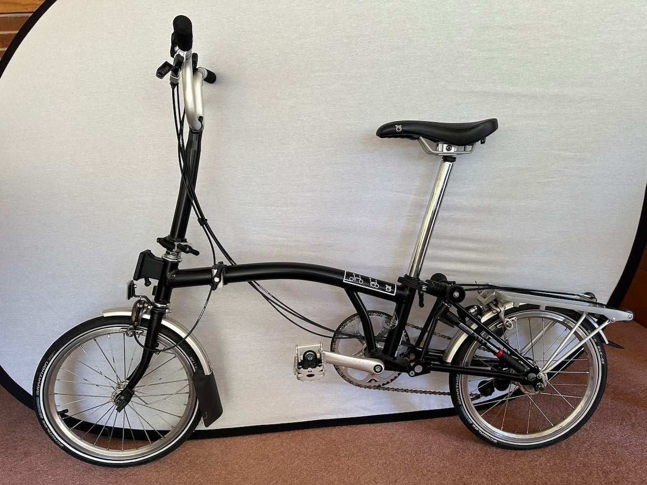 Brompton Folding Bike Black 6 Speed Gears Rear Carrier Bell Used Once M6R
