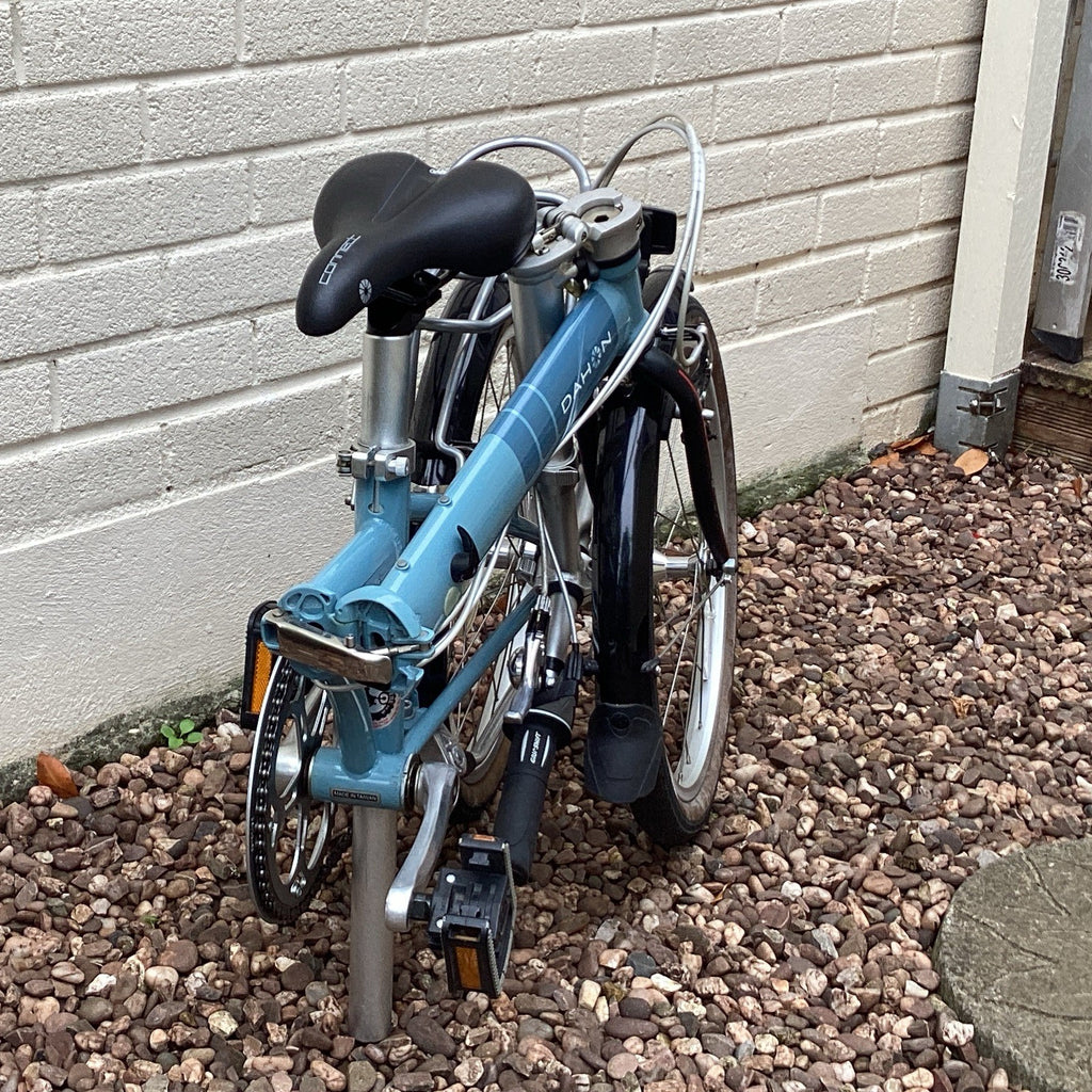 DAHON Speed 20in Folding Bike Blue, Rear Rack, Mudguards, V-Brakes