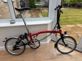 Brompton 3-speed folding bicycle, red, immaculate condition, hardly used