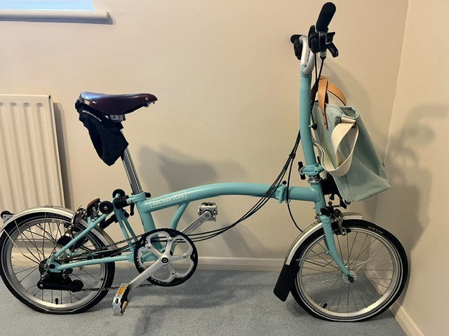 brompton folding bicycle, used twice then stored, immaculate condition.