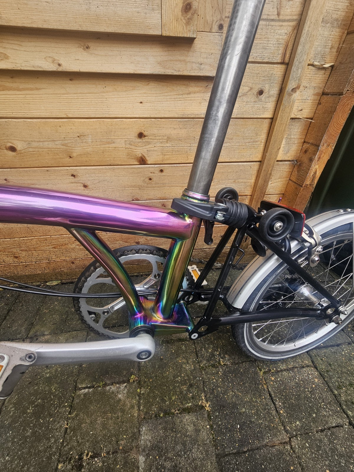 Brompton With Titanium Mainframe In Electroplated Rainbow