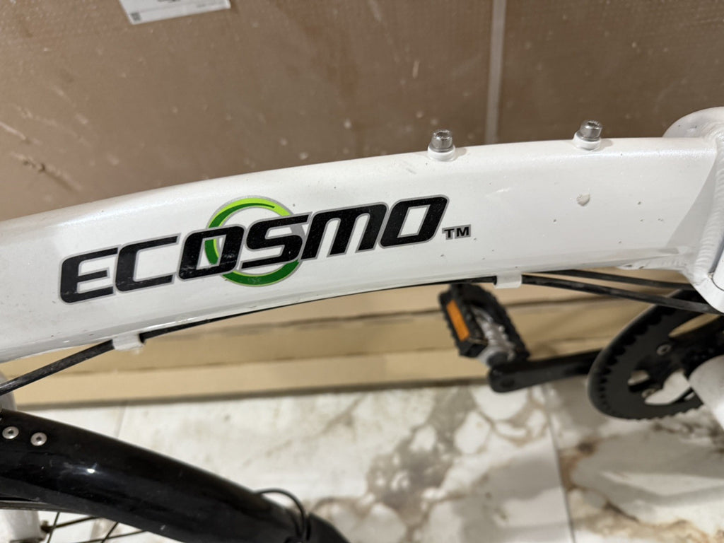 Folding City Bicycle Ecosmo 20" Wheel White, Alloy 7SP Shimano, 12kg-20AF09W