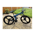 Eurobike G4 Folding Mountain Bike 26in 17in Full Suspension 21sp Disc Blue/Black