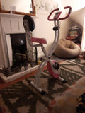 Exercise Machine Bike Pink and White Easy Fold Away for Storage and Transport UK