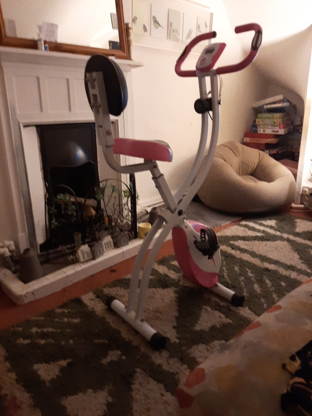 Exercise Machine Bike Pink and White Easy Fold Away for Storage and Transport UK