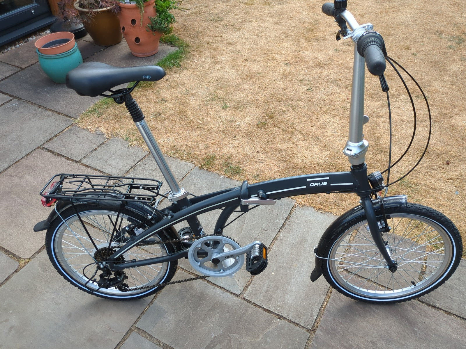 Orus Adult Folding Bike Aluminium, Black, 20" Wheels, 7-Speed