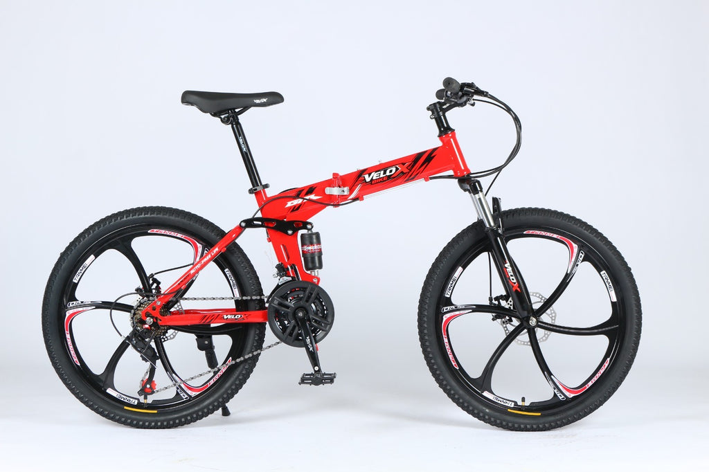 24"/26" Folding Mountain Bike – Full Suspension, Disc Brakes, Lightweight Frame