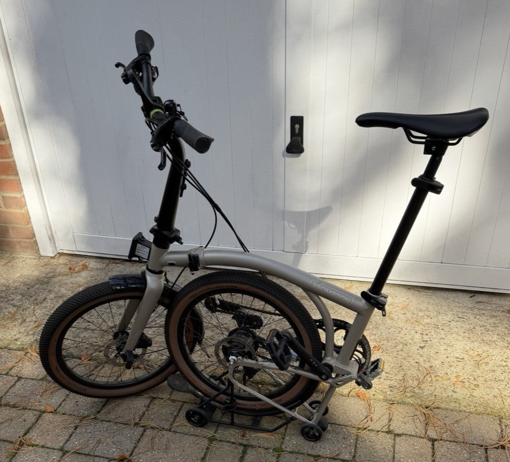 Brompton G Line 8 Speed Folding Bicycle, Traildust White, Large, Brompton Extras