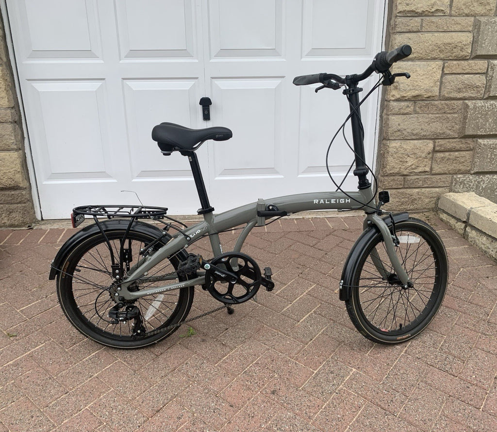Raleigh Evo 20in Folding Bike Grey/Black Mudguards Rear Rack Kickstand