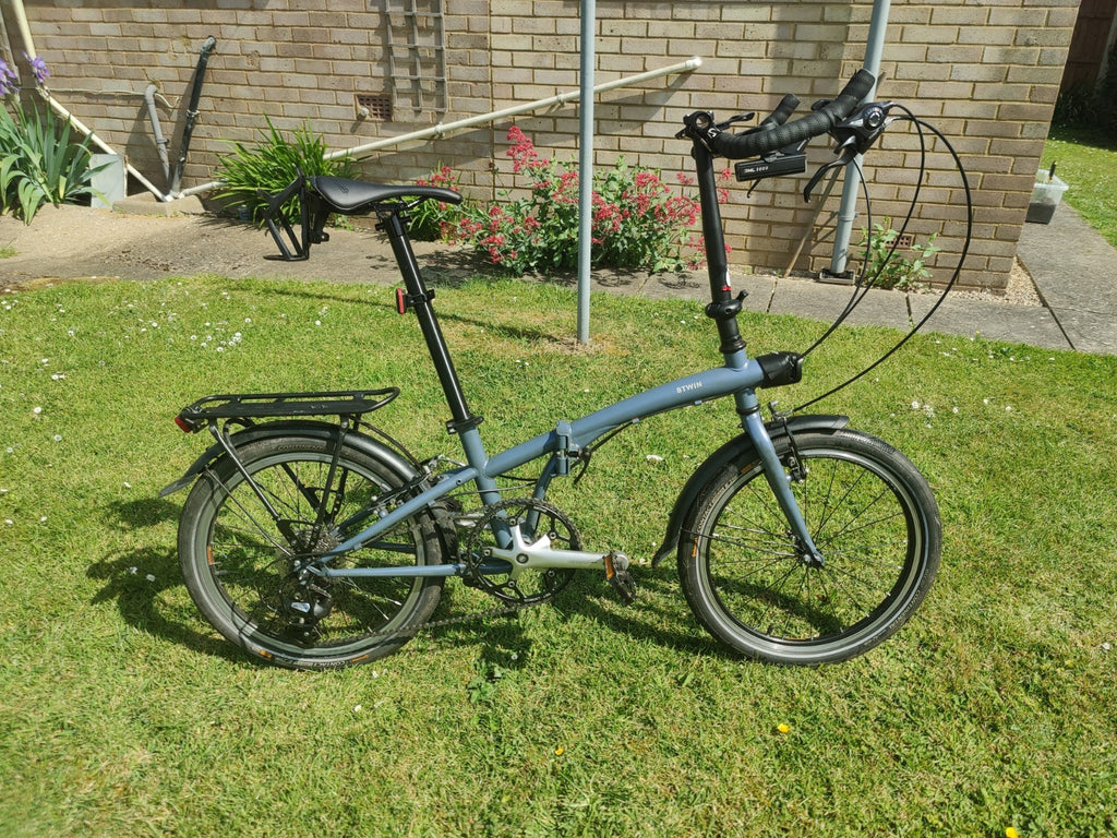Ultra Upgraded Tilt 120 Folding Bike 7 speeds, Rear Rack + Waterproof Bags