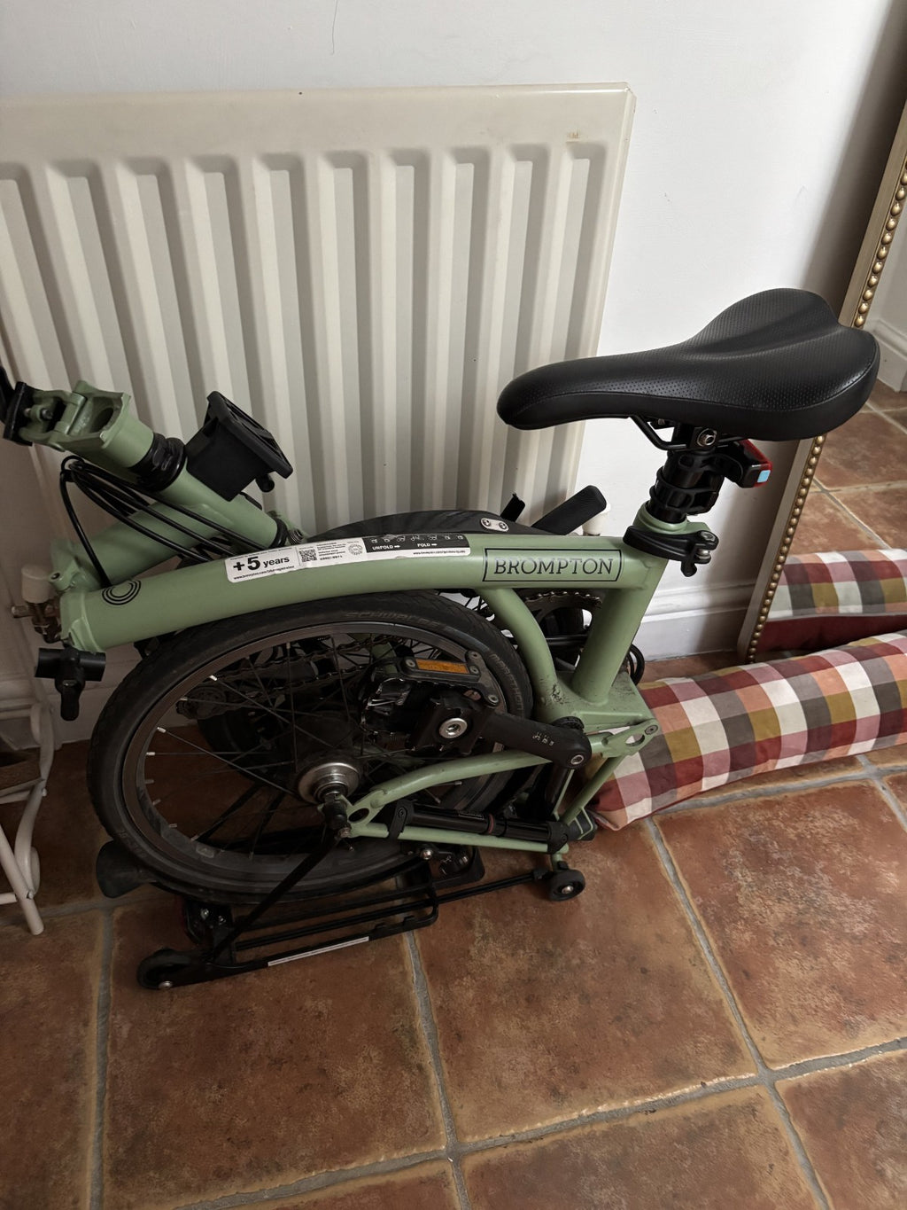 Brompton C Line Matcha Green Folding Bike. 2 Year Old Excellent Condition + Roll