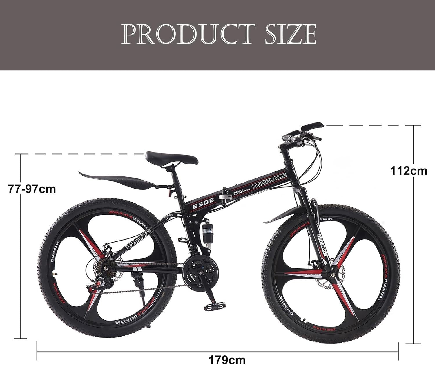 Folding 21-Speed MTB Bike 27.5" Dual Suspension Mens Womens Off Road