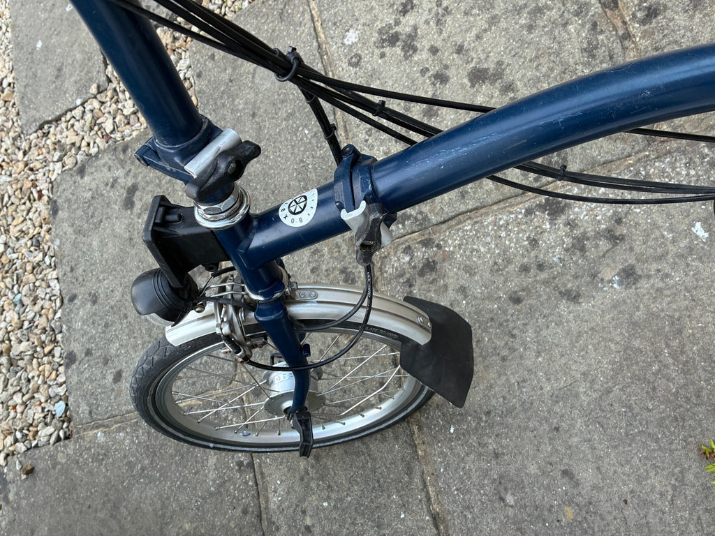 Brompton M6L Folding Bike , Blue 6 Speed, Dynamo lights and mudguards