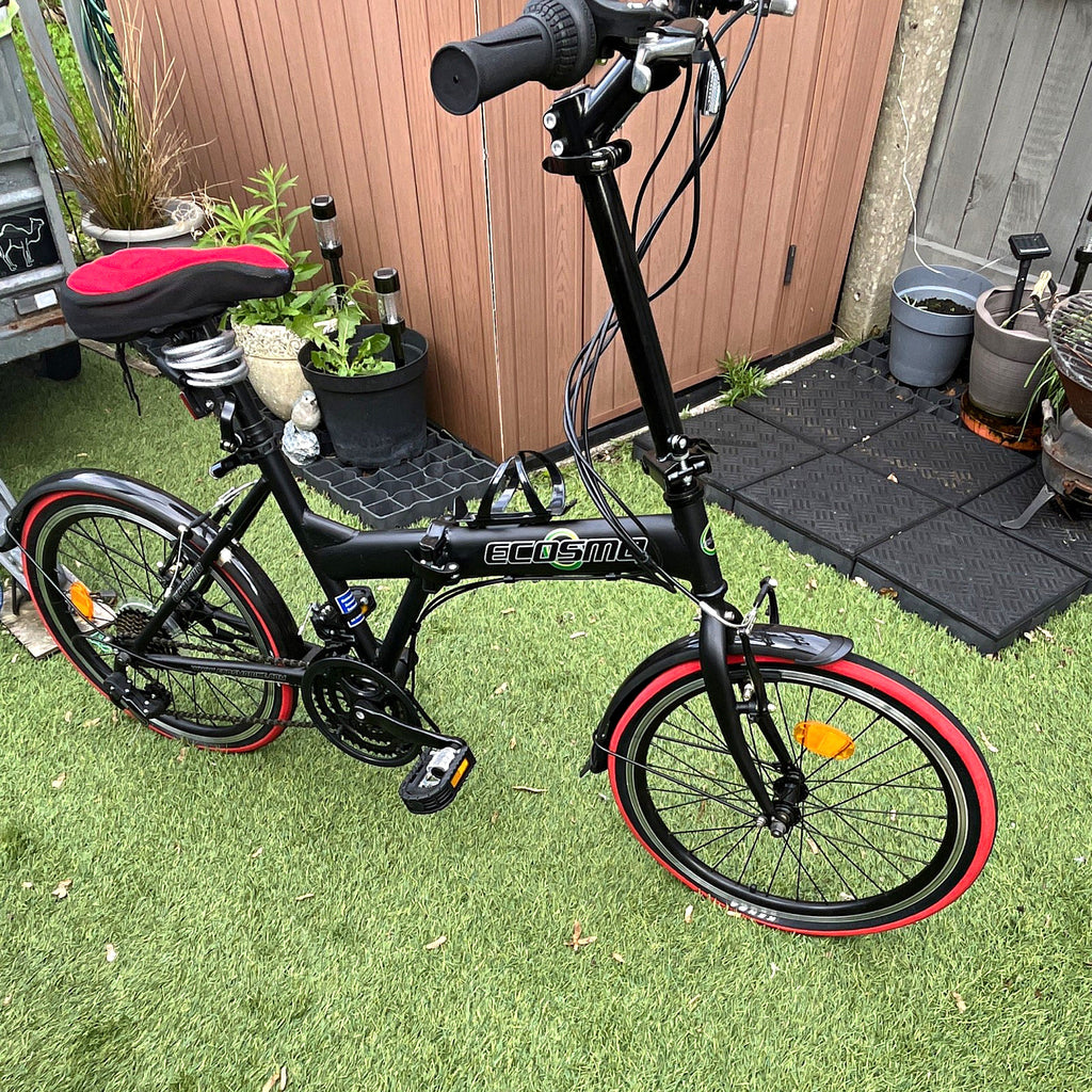 Ecosmo 20in Folding Bike V-Brake Mudguards Kickstand Derailleur Black/Red