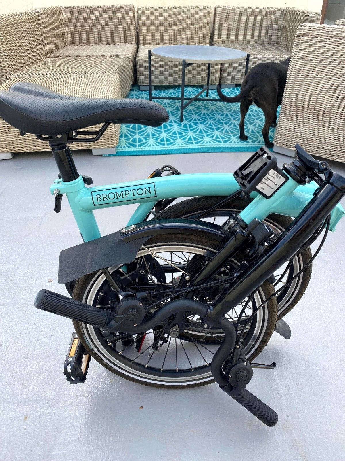 Brompton C Line 6 Speed Folding Bike Turkish Blue black edition Mid Bar