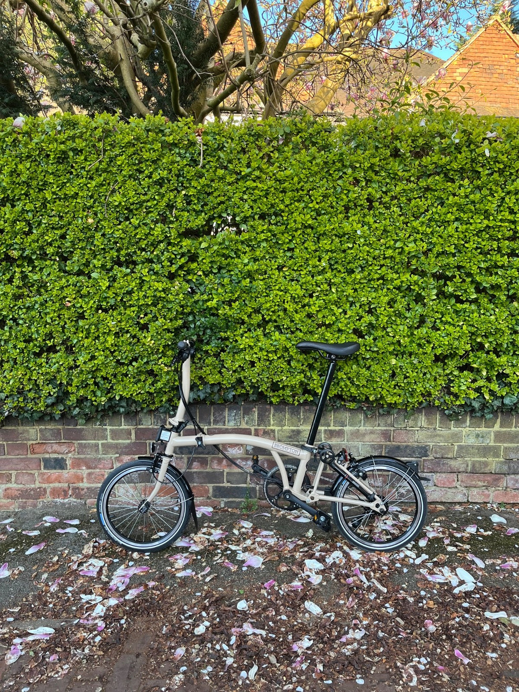 Brompton C Line Explore Elctrc Bike 2025 12-Speed, Roller Frame, Dune Sand