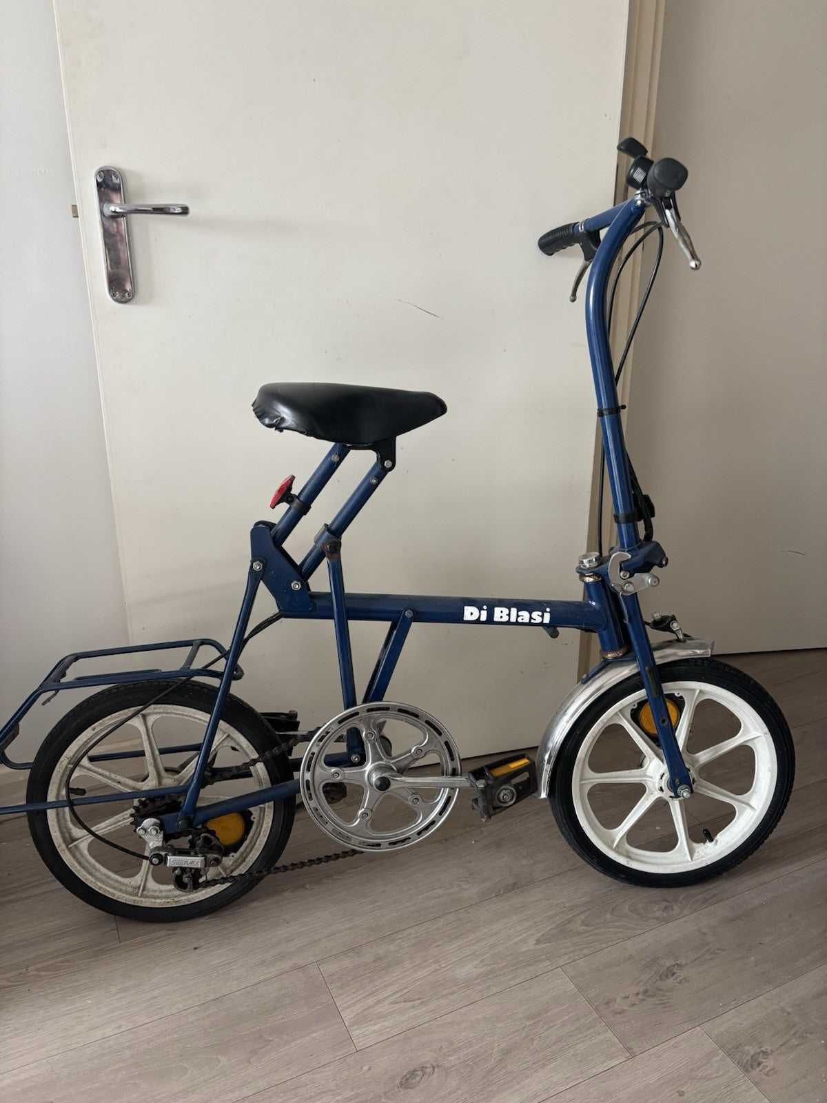 Di Blasi Folding Bike 16in Blue with Rear Rack, & Caliper Brakes