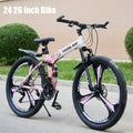24/26 inch Folding Mountain Bike 21 Speed Full Suspension Bicycle For Men Women
