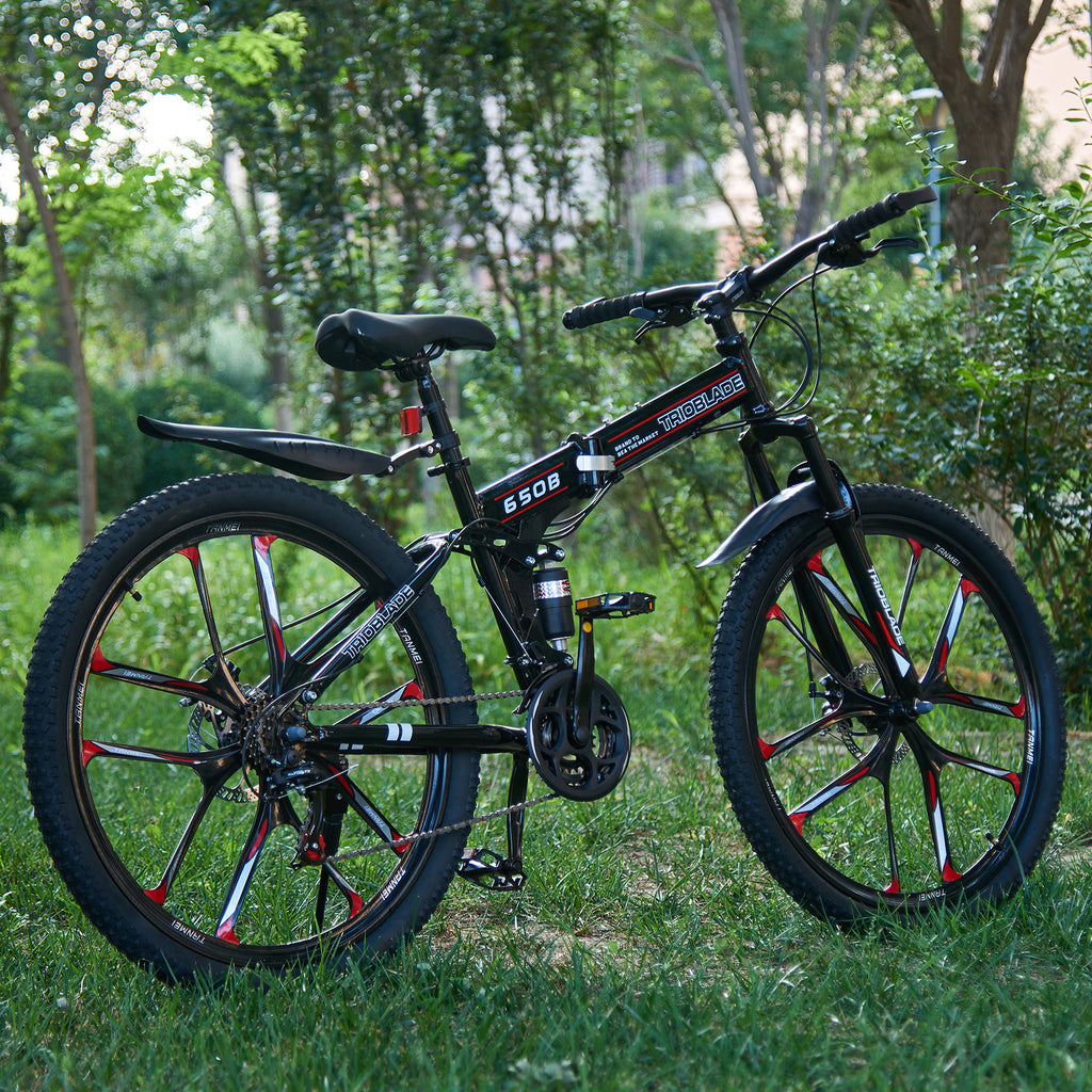 Folding Mountain Bike 27.5Inch Bikes 21 Speed Full Suspension Bicycle Men Women