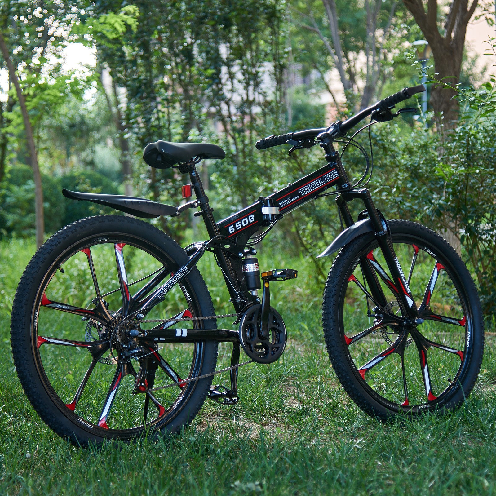 Folding Mountain Bike 27.5Inch Bikes 21 Speed Full Suspension Bicycle Men Women