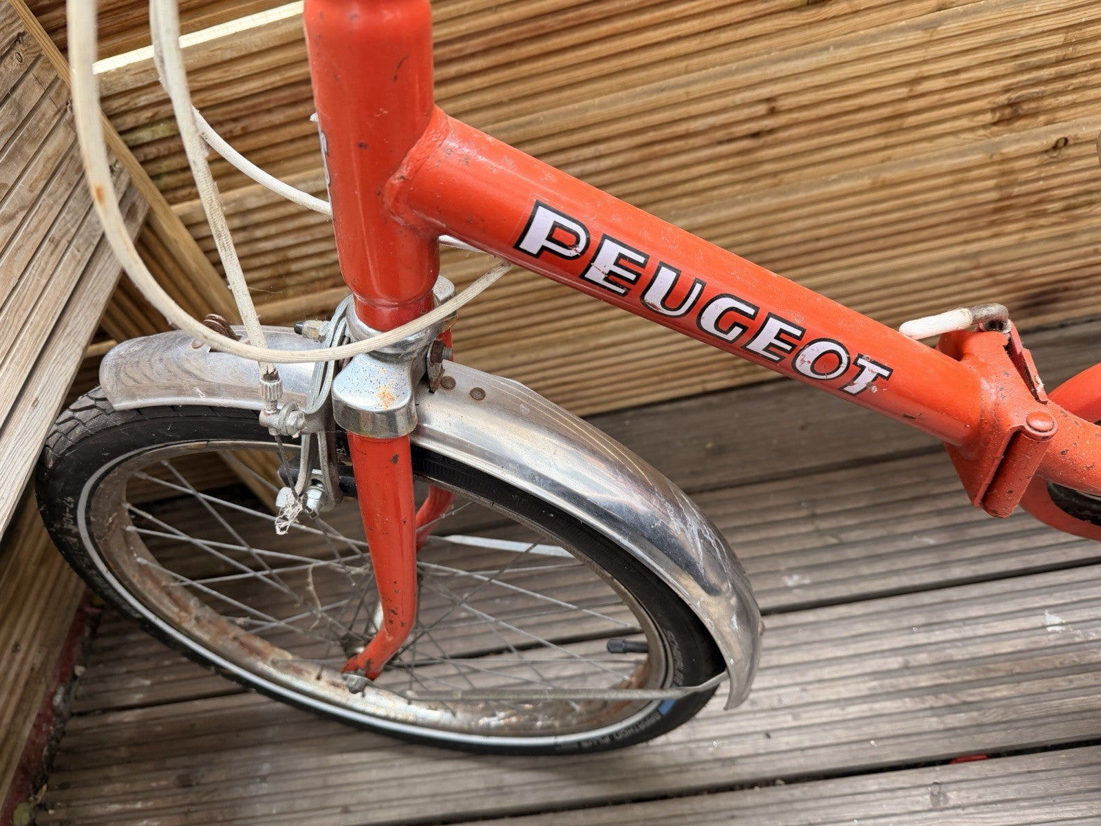 Peugeot Vintage Folding Bike Coral/Orange Frame