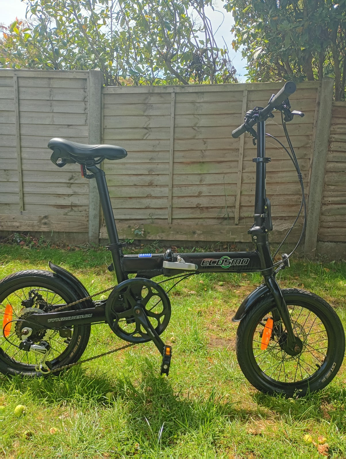 Folding Bicycle Ecosmo 16" Wheel Black Alloy 6SP Shimano Gear, DualDisc-16AF02BL