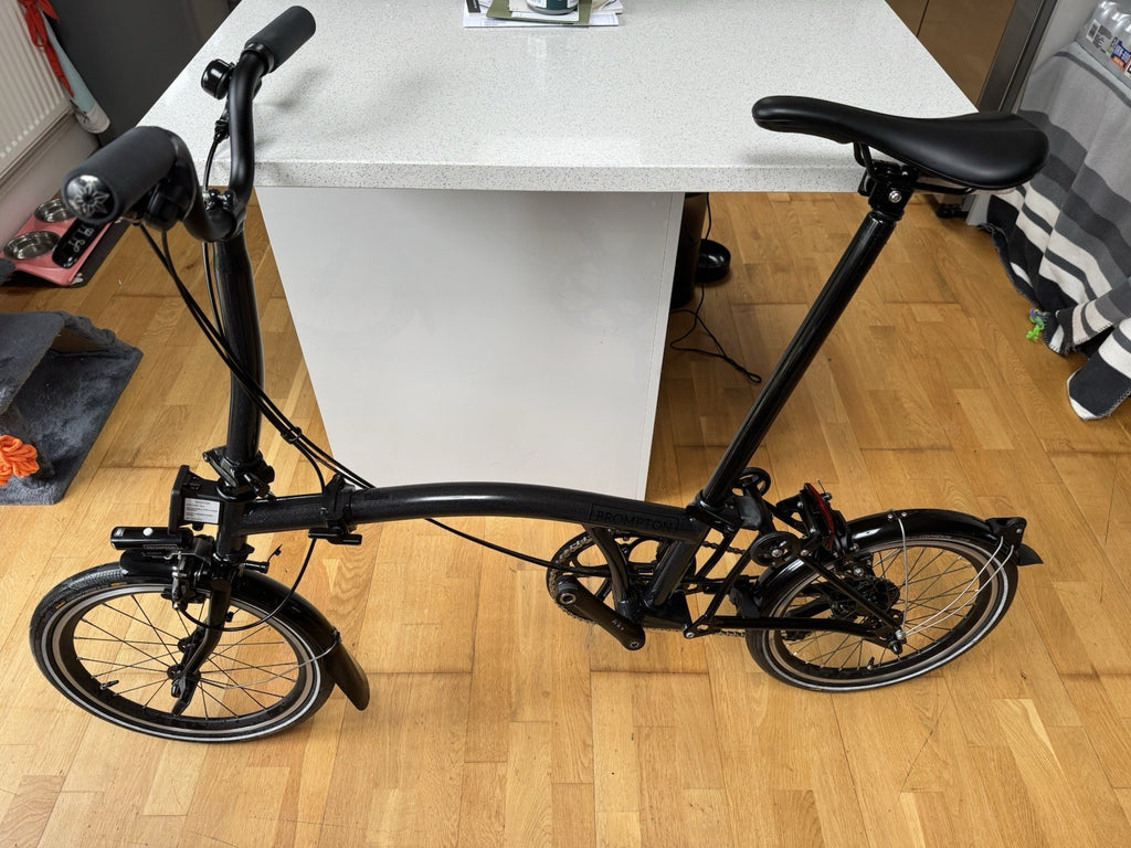 Brompton P Line 4 Speed 2023 Mid Handlebar Folding Bike - Midnight Black