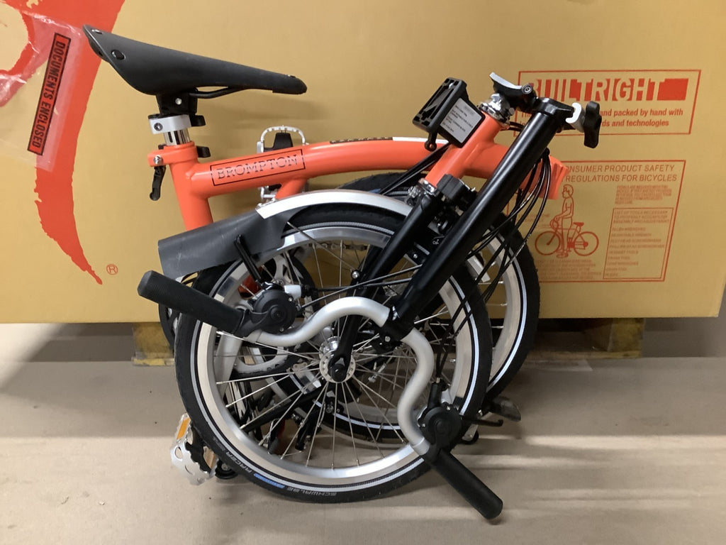 Brompton C-Line Explore Mid bar Folding Bike Fire Coral