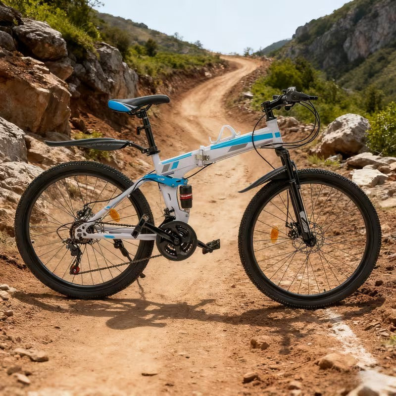 26in Folding Mountain Bike 21 Speed Men Bike MTB Bicycle School Dual Disc Brake