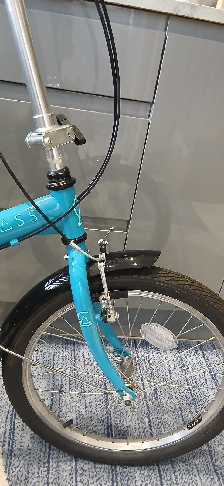 Compass Northern Folding Bike 20” wheels White and blue