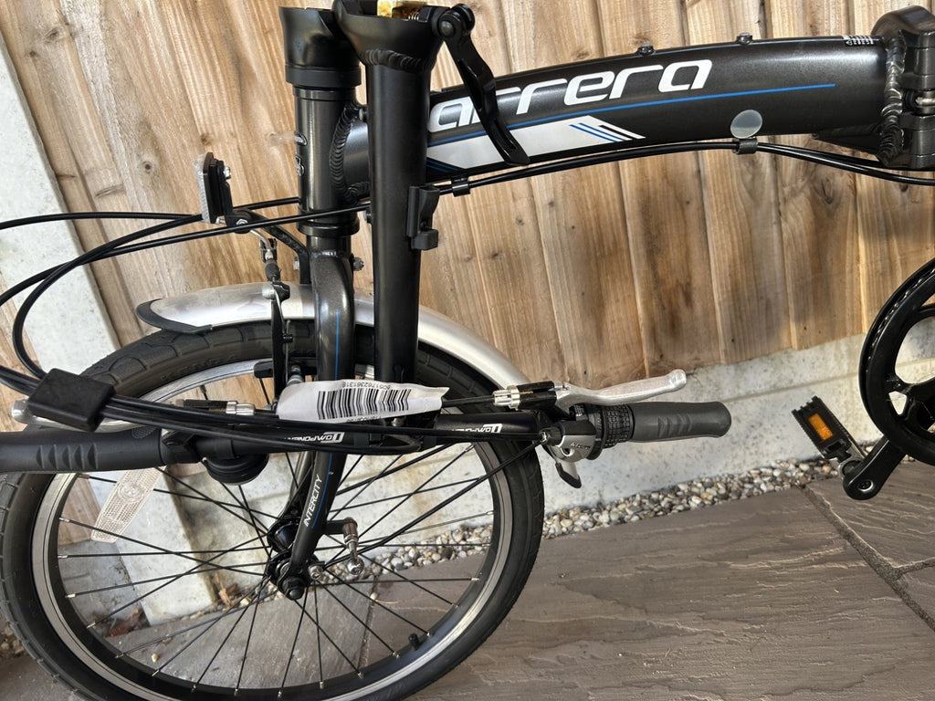 Carrera Intercity 20in Folding Bike Black/Silver Rear Rack Mudguards V-Brake