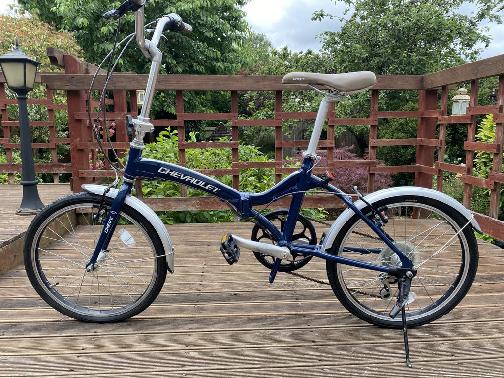 🔥Rare Chevrolet Chevy 20in Folding Bike 6 Speed Shimano Revoshift Blue