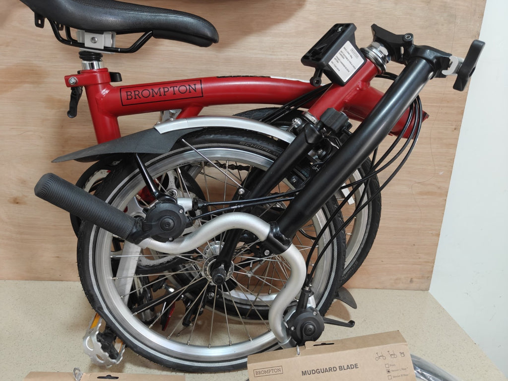 Brompton C Line folding bicycle 2022 Serial 2203020006 Red + Bags + Accessories