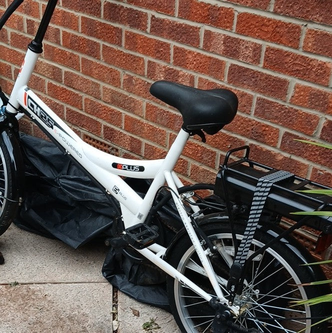 Eplus CH25 Folding Bike 20in White/Black Rear Rack Kickstand BMX Bar
