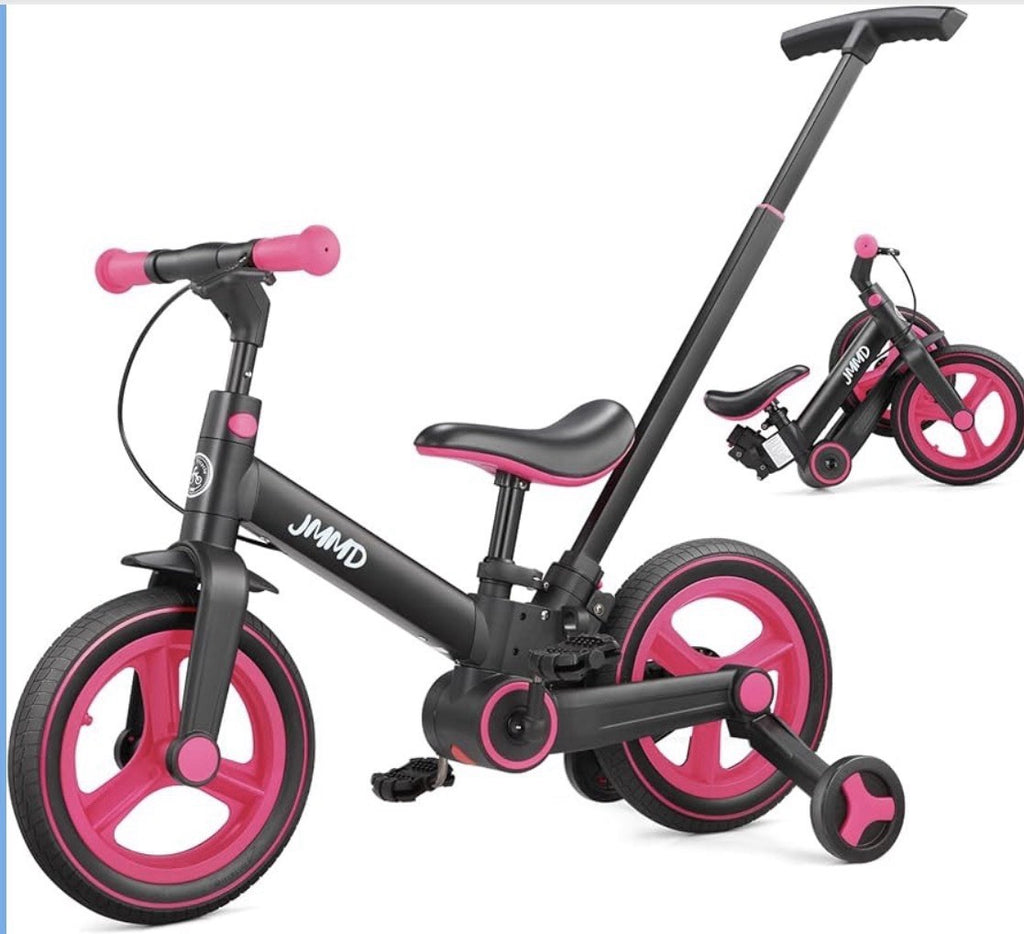 JMMD 6 in 1 Toddler Bike with Push Handle for Kids 18-60 Months, 12" Foldable