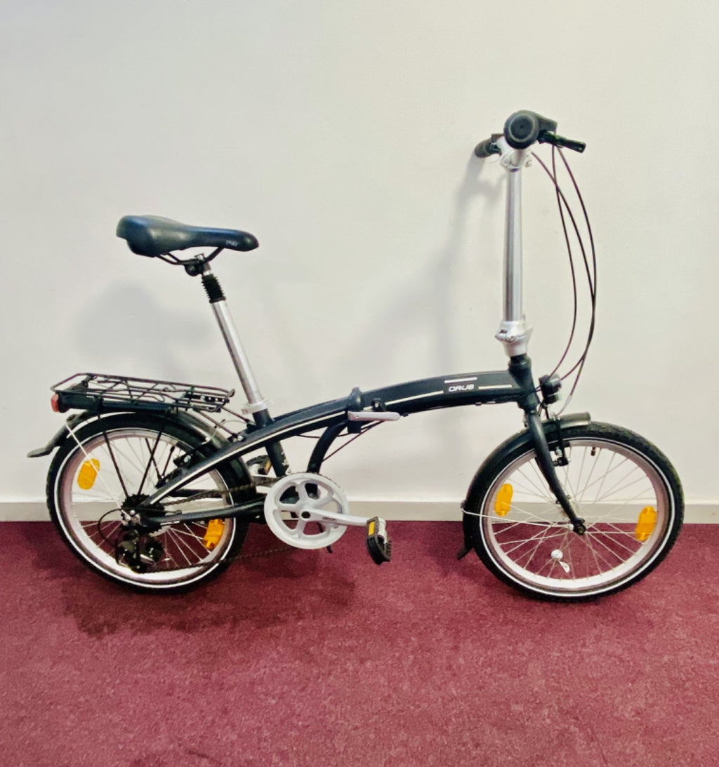 NEW Orus Folding Bike – with Rack, lights, pump, D-Lock
