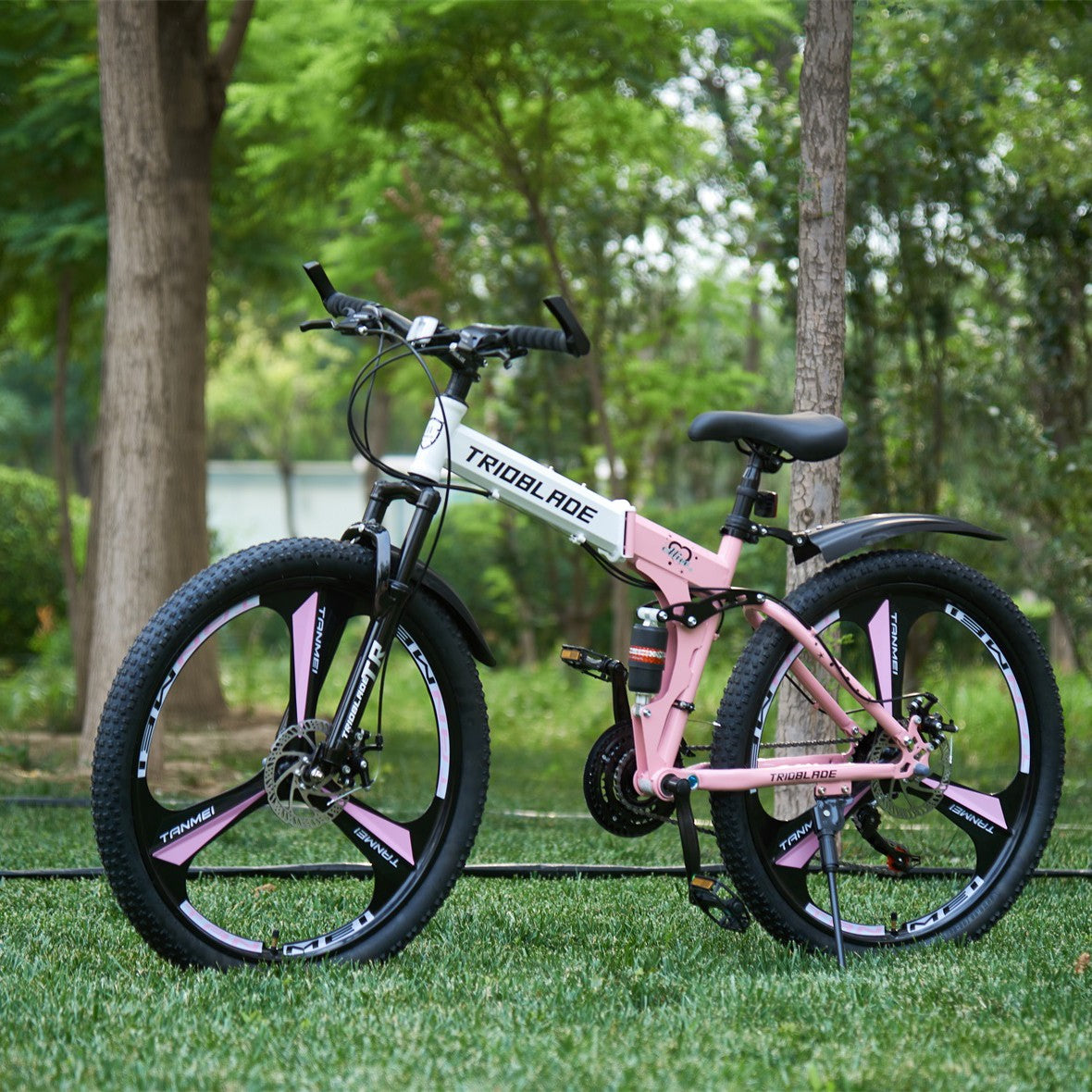 26 inch Foldable Mountain Bike 21 Speed Transmission System Adult Bike Pink