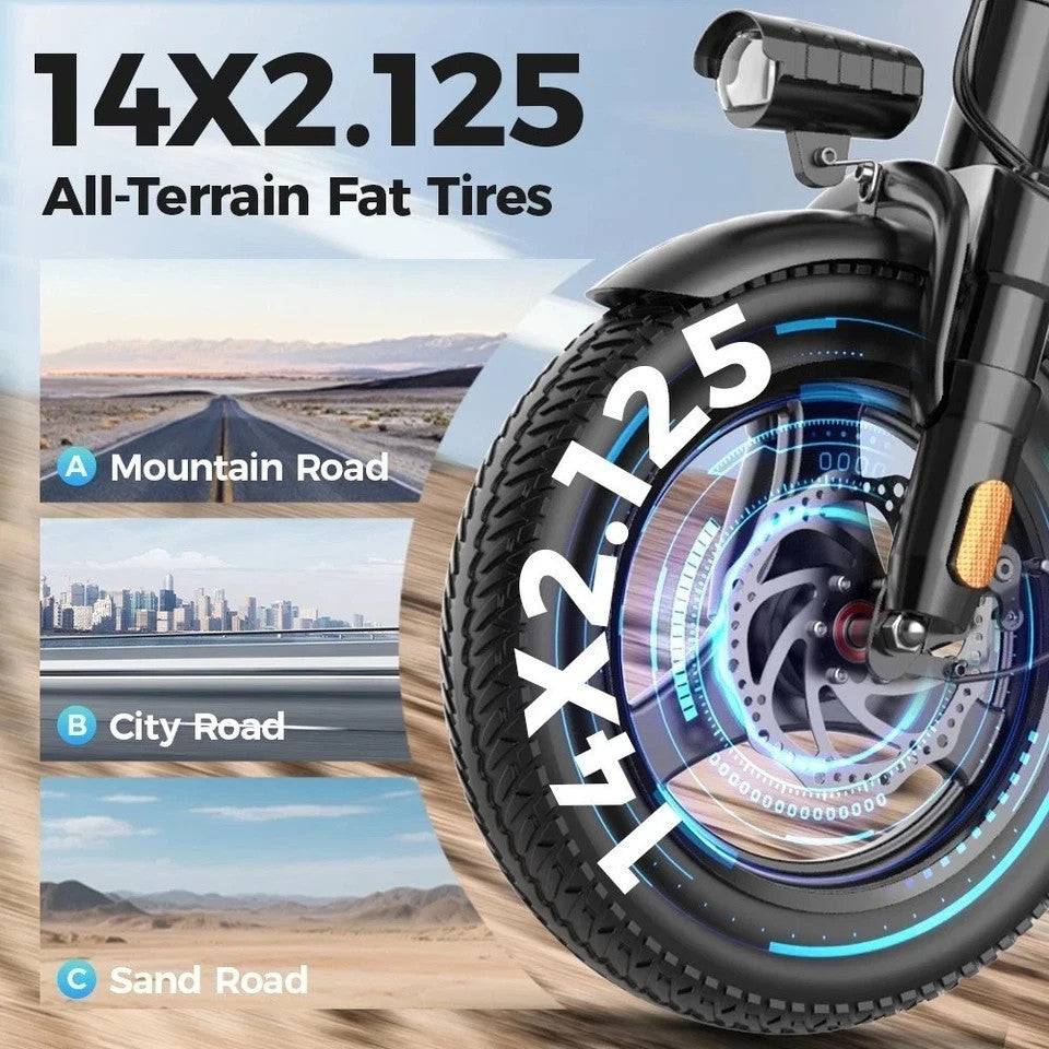 GS3 14" Folding E -  Bike 250-W 48-V 15/Ah Suspension E- Bike LED Display UK