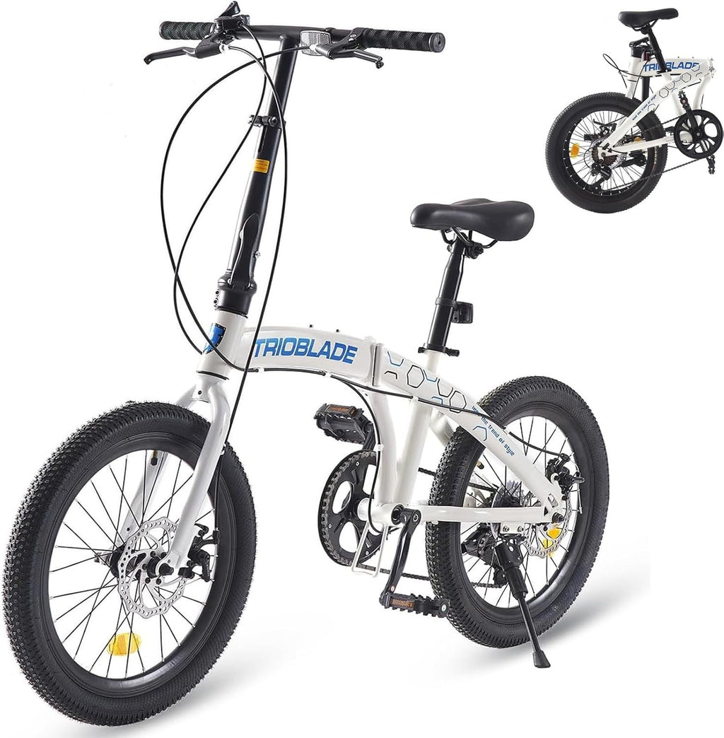 20" Foldable Lightweight Folding Bike 7-Speed Disc Brake Urban Commuter