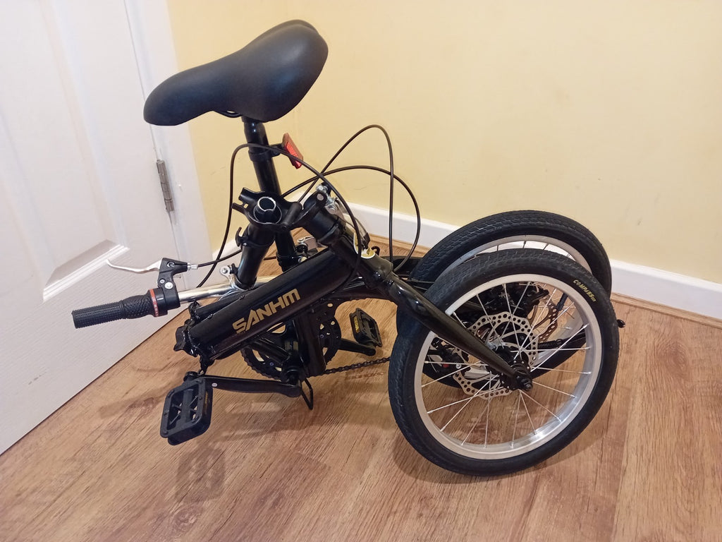 Folding Bicycle 16" Inch Bikes for Adults 6-Speed Foldable City Bicycle Black