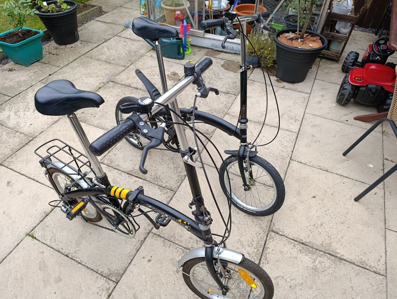 2 Folding Bikes, 5 speed. 16 inch wheels. Used.