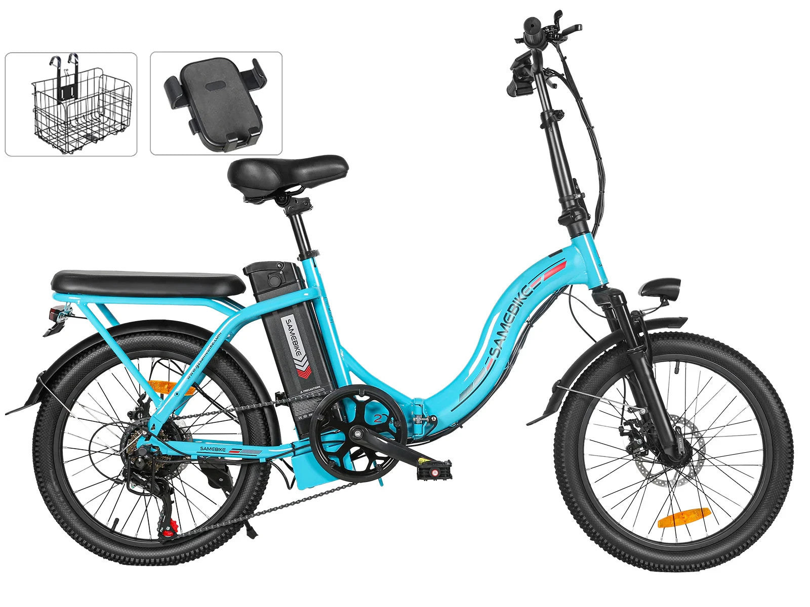 20" Portable Commuter Bike 36V 12AH Folding City Bike 7 Speed -CY20R Light Blue