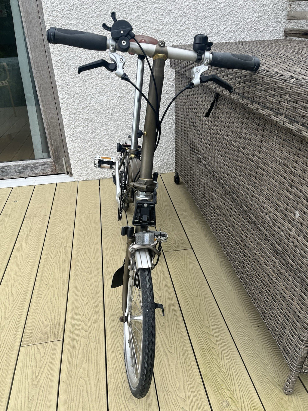 Brompton Folding Bike, Raw Lacquer, Brooks Leather Saddle, Front Bag, Pump, VGC