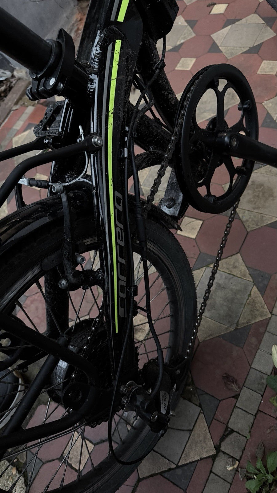 Flamingo 20in Folding Bike 16in Frame 6-Speed Hub Gears Rear Rack Black/Green