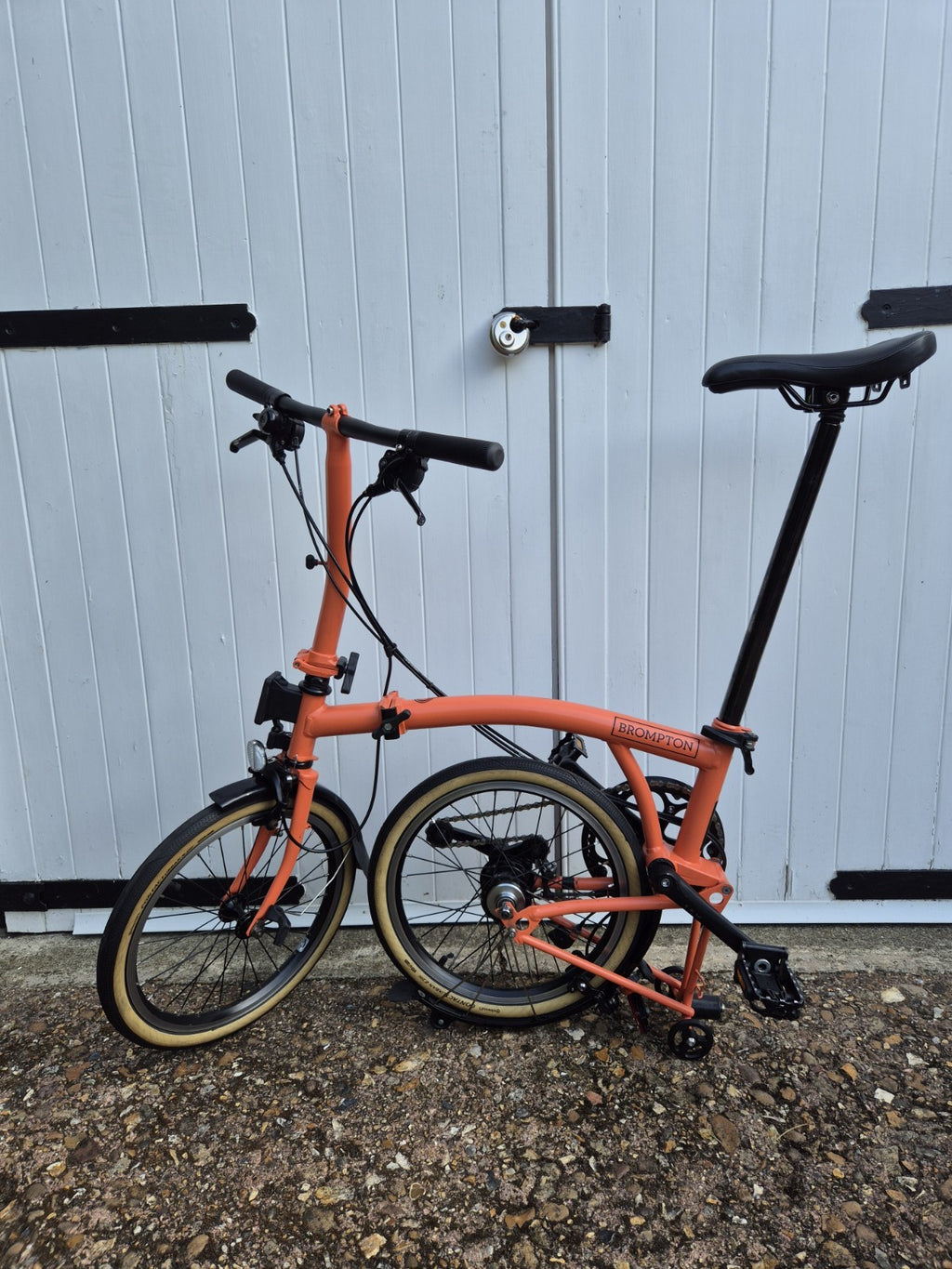 Brompton C Line Explore 6 Speed. FULLY SERVICED. Low Bar. Fire Coral Orange.
